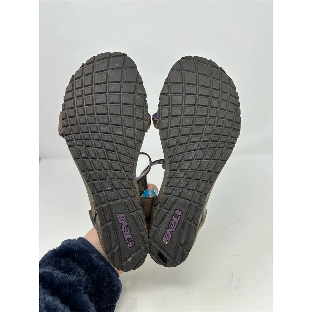 Teva Wedge Brown Strappy Slingback Speckled Platform Sandals Size 8 Summer